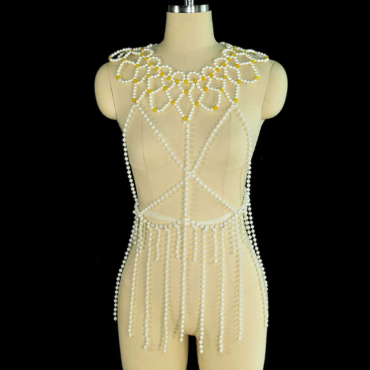 Yellow Body Jewelry - Joyería corporal de perlas de imitación