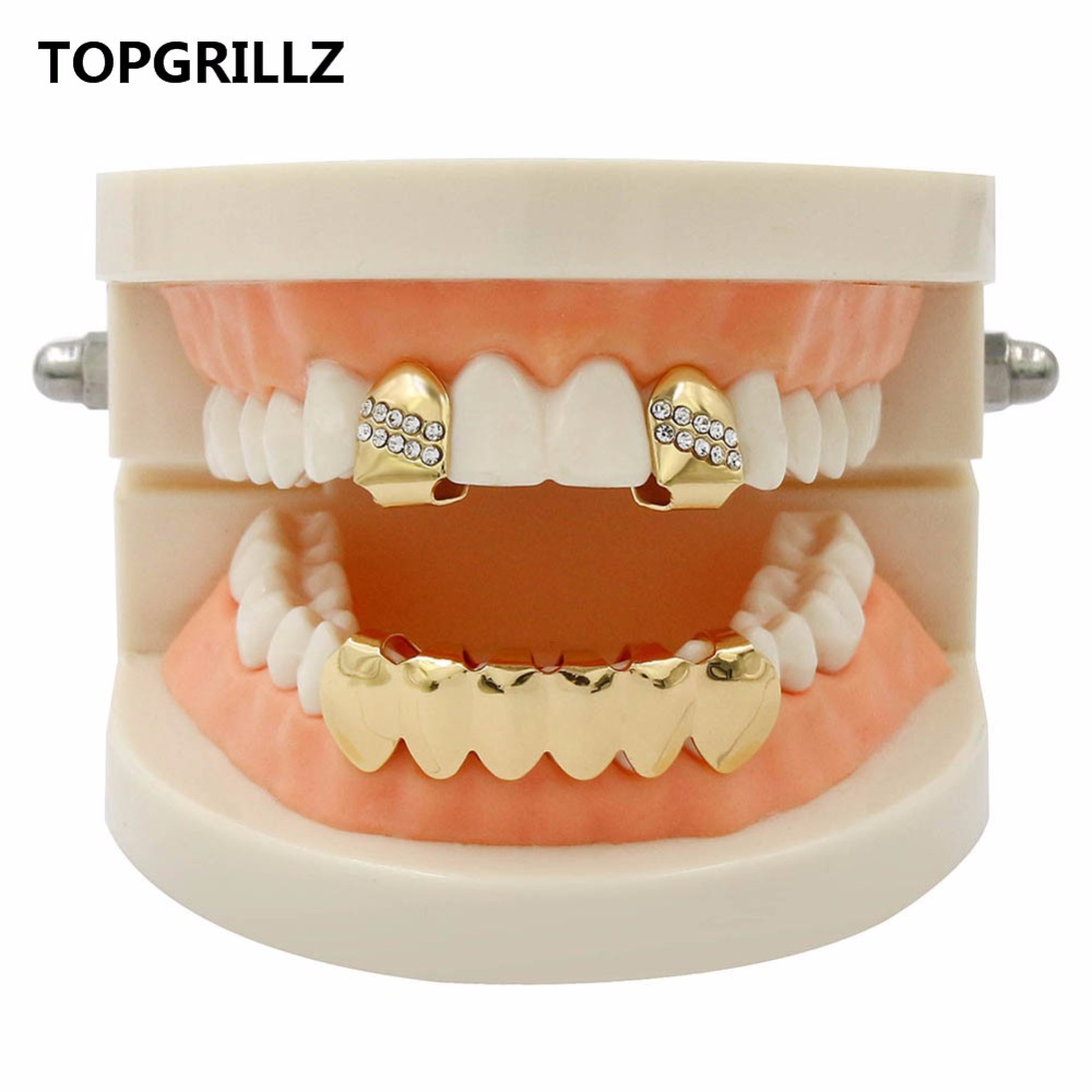 Yellow Body Jewelry - TOPGRILLZ-Tapas de Grillz de 2 dientes