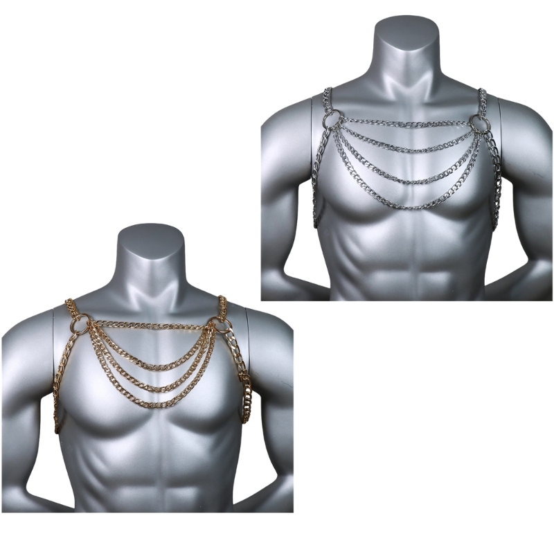 Body Jewelry Men - Cadena Metal para pecho para hombre,